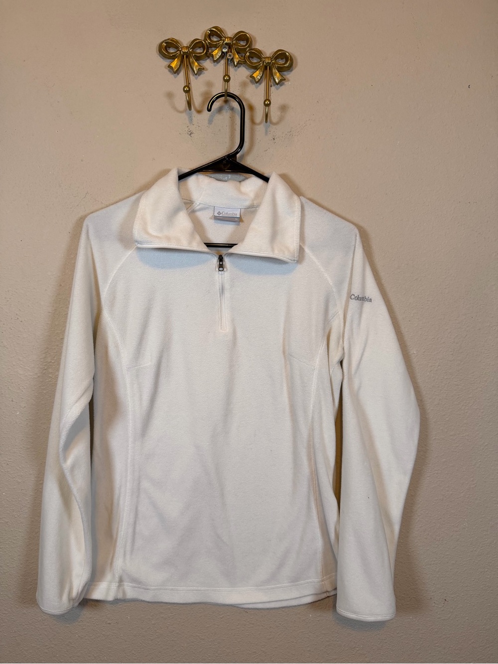 Columbia Women's White Quarter-Zip Fleece Pullover Size M